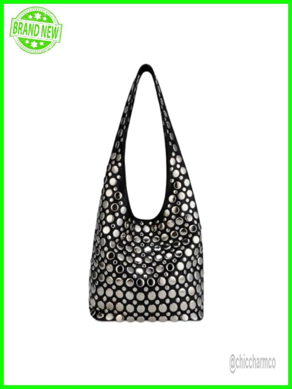 Studded Y2K Punk PU Leather Hobo Shoulder Bag Trendy Underarm Tote